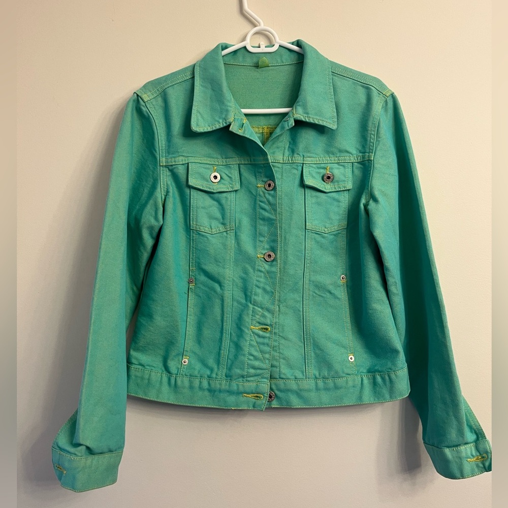 Vintage Y2K Guess vibrant Teal Denim Jacket- made in USA